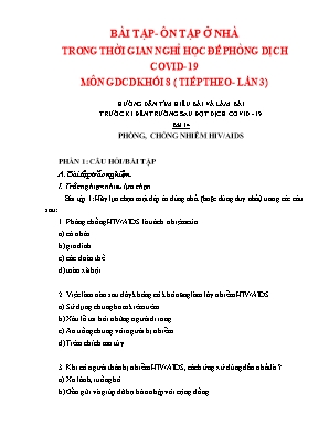 Bài tập ôn tập ở nhà trong thời gian nghỉ học để phòng dịch Covid-19 môn Giáo dục công dân Lớp 8 (Tiếp theo) - Lần 3